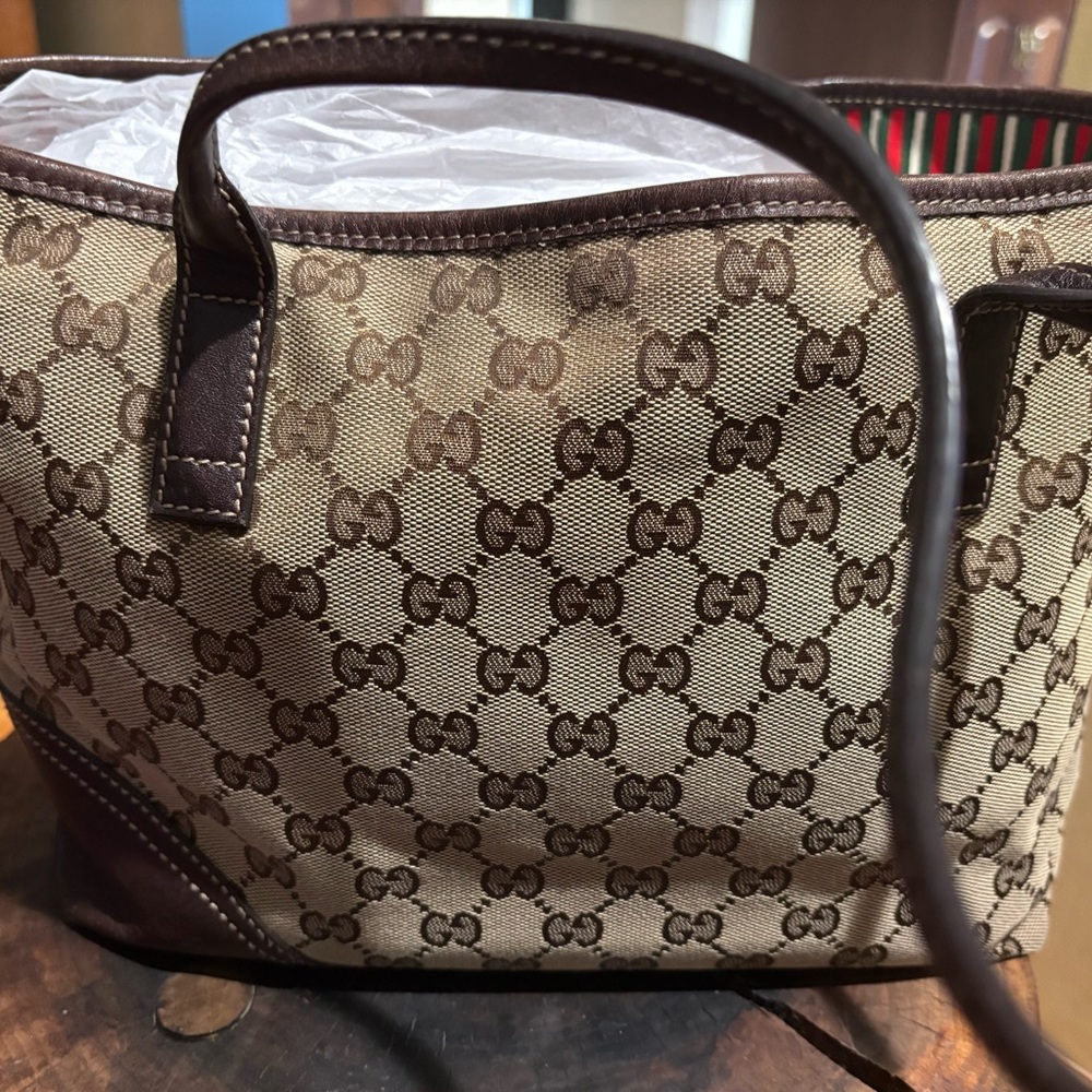 Gucci Beige and Brown GG Canvas Tote - Picture 2 of 12